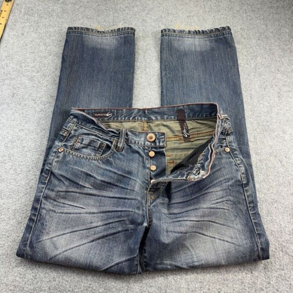 SYN Jeans Perfector Men's 30x29 Distressed Slim Fit Denim Vintage Style Workwear